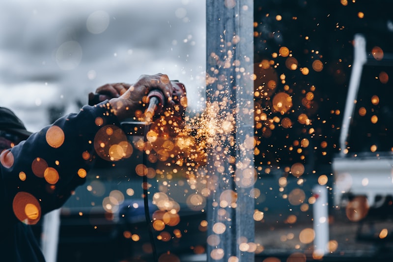 Close view of metalwork producing sparks — suggested image — client to supply the final photograph