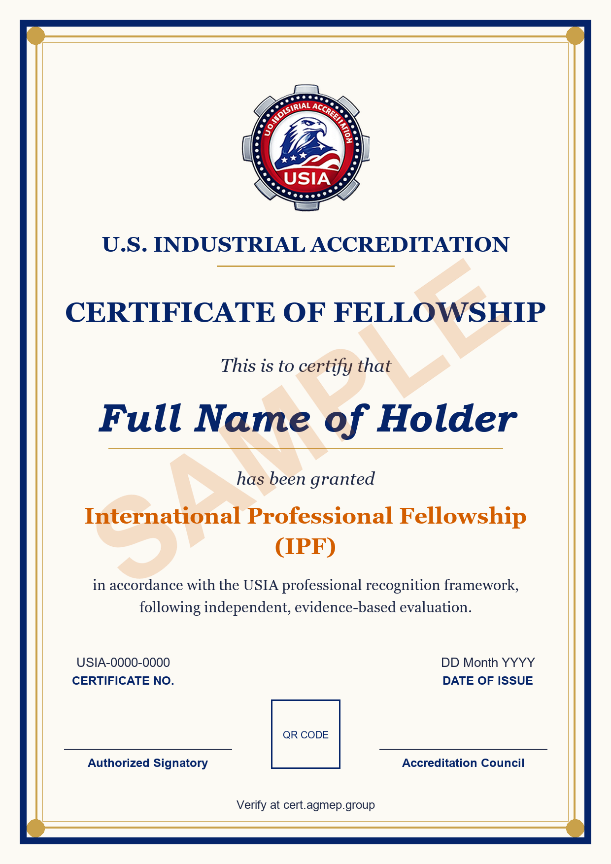 Certificate sample · International Professional Fellowship (IPF)